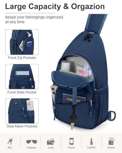 Pritent Crossbody Bags for Women Man Waterproof Sling Bag Backpack Trendy Casual Cross Body Bag with Convertible Shoulder Strap Chest Bag for Camping Hiking Travel Essentials (Teal blue, Medium) - color: Teal Blue, size: Medium