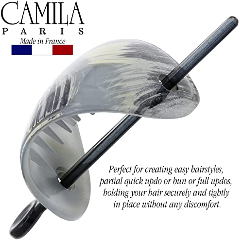 Camila Paris CP3345 French Bun Holder Cover Cap, Blue Hair Updo, Hair Pin Thru, No Slip Strong Hold Hair Clip for Women and Girls, Made in France - color: Blue