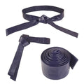 Woman's Obi Sash Tie Plus Size Waist Band Wide Solid Color Genuine Leather Belt - color: Navy Blue