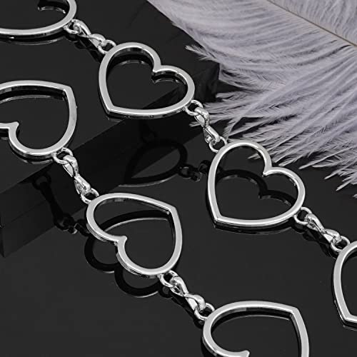 Long Tassel Waist Chain Belt for Women, Adjustable Metal Body Belly Belt Chain for Dress - color: Silver Heart, size: S: (Fit Waist 35.4in)
