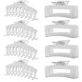Clear Hair Clips for Women -8 Pack 4.3 Inch Large Matte Banana Claw Clips for Women Thin Thick Curly Hair, Big Strong Hold jaw - color: Clear