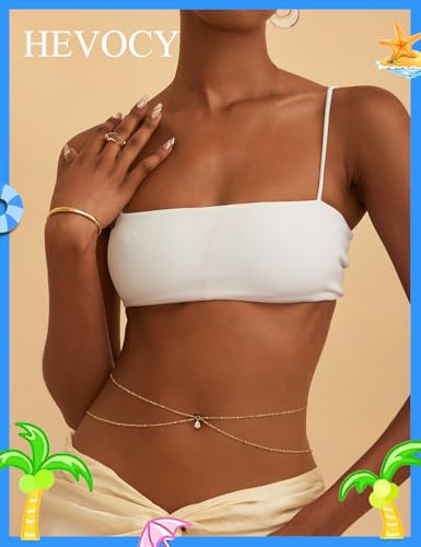 Gold Waist Chain for Women, Trendy Layered Belly Chain Jewelry, Adjustable Body Chain for Beach & Summer Outfit - style: Gold Style 5