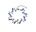 Faship Gorgeous Rhinestone Crystal Floral Necklace Earrings Set - color: Blue / Matching Bracelet