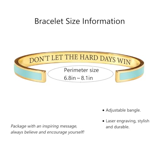 Remember Who The You Are Motivational Cuff Bracelet for Women, Stainless Steel Color Inspirational Bangle Bracelets with Engraved Hidden Message Jewelry for Sisters BFF Friends Gifts - color: Gold/Green 04