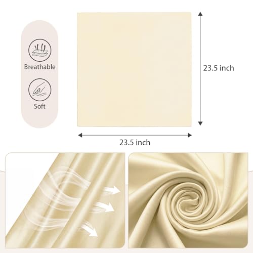 American Trends Women Silk Feeling Scarf Satin Head Scarves Square Wrap Neck Scarf Lightweight Silk Like Bandana - color: 07 Apricot