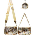Handmade Woven Small Crossbody Bag for Women with Coin Purse, Designer Shoulder Handbag 3pcs Set, Mini Tote Clutch - color: Brown Multicolor