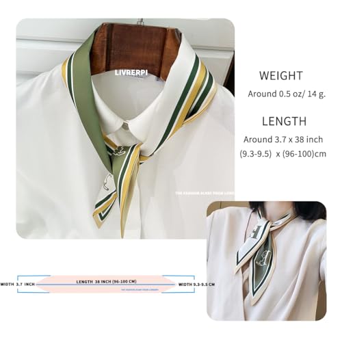 Hair Head Neck Bag Long Scarf Versatile Wrap for Women Soft & Lightweight for Everyday Chic - color: 14 Green 3.7 X 34 Inch