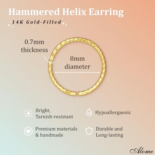 14k Gold Filled Cartilage Earrings Hoop 20 Gauge 7mm 8mm Helix Earring Rings Handmade Piercing Jewelry Tiny Earring For Women Men