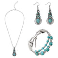 Yowivon Western Jewelry for Women Bohemian Turquoise Jewelry Set Vintage Leather Navajo Pearl Necklace Layer Necklaces Earrings Bracelets Boho Knuckle Rings - style: Elegant Style
