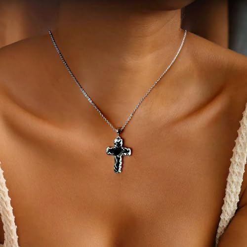 14K Gold Plated Cross Pendant Necklaces for Women Trendy, Dainty Choker CZ Cross Necklace Non Tarnish,Simple Tiny Cross Necklace for Jewelry Gifts - style: Heart-Platinum
