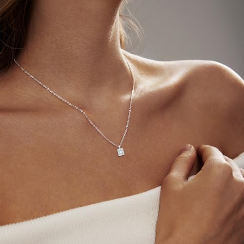 Luxval Diamond Pendant Gold Necklace for Women，Dainty 18k Gold Plated Choker Necklaces Simple Gold Jewelry Gifts for Women Girls - color: Silver-CZ Pendant