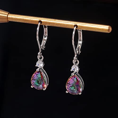 CiNily Teardrop Leverback Dangle Earrings for Women Hypoallergenic 14K Gold Plated Cubic Zircon Drop Earrings Fashion Crystal Earrings for Girls Jewelry Christmas Gifts - color: Dangle