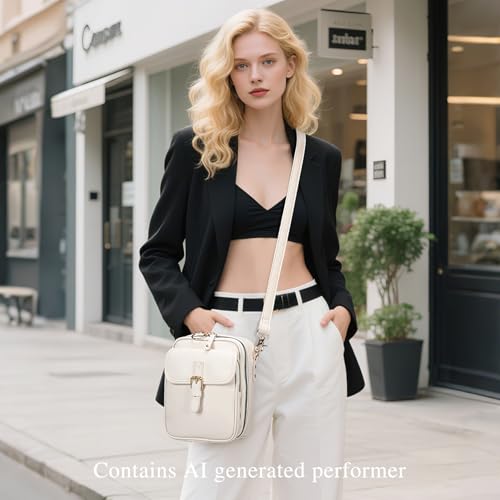 Small Crossbody Bags for Women Vegan Leather Messenger Purses, Vintage Wallet Anti Theft Shoulder Handbags with Card Slots - color: White