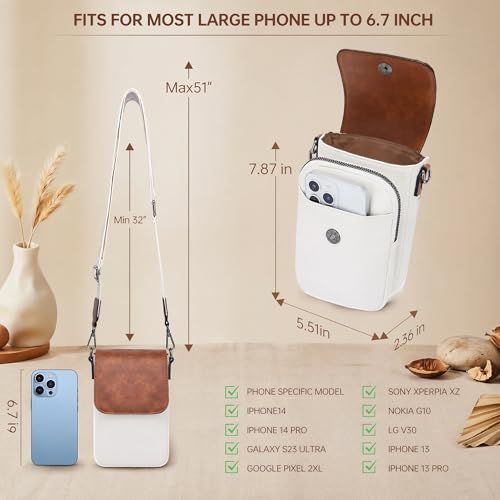 GEMIU Small Crossbody Bags for Women Cell Phone Purse Crossbody Wallet Purses with Card Slots - color: White&brown