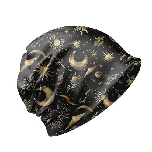 Chemo Caps Slouchy Beanie Hat Stretch Cancer Head Wraps Turban Sleep Headwear Scarf for Women Girls Men - color: I-2-sun Moon