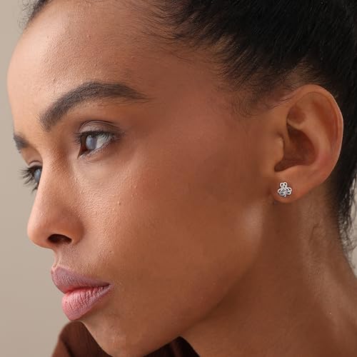 LeCalla 925 Sterling Silver Knot Stud Earrings Jewelry | Italian Design Love Knot Stud Earring | Celtic Knot Stud Earrings for Women - color: Shamrock Earrings Love_Knot