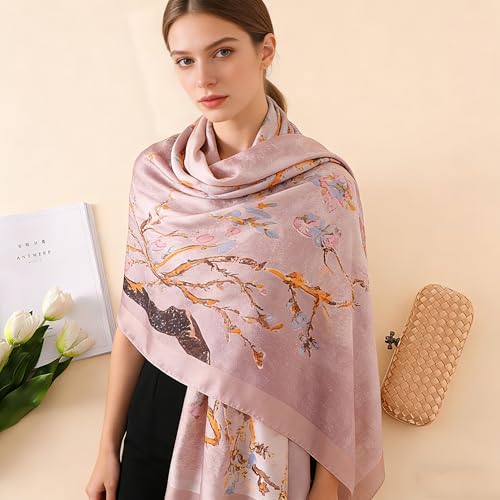 Silk Scarf Mulberry Silk Fashion Scarves Long Lightweight Shawl Wrap … - color: W29