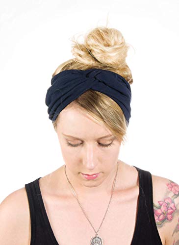 Twist Headband Extra Wide Scrunch Turban (Navy Blue) - color: Navy Blue