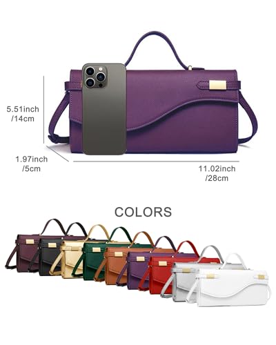 NEWBELLA Handwoven Women's Clutch Purse, Crossbody Bag with Adjustable Strap for Evening & Casual Use - color: Purple