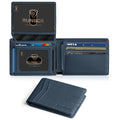 RUNBOX Wallet for Men -Slim Rfid Leather Mens Bifold Novelty Wallets 2 ID Window With Gift Box Men's Accessories | Slim - color: Tibetan Blue-SZW