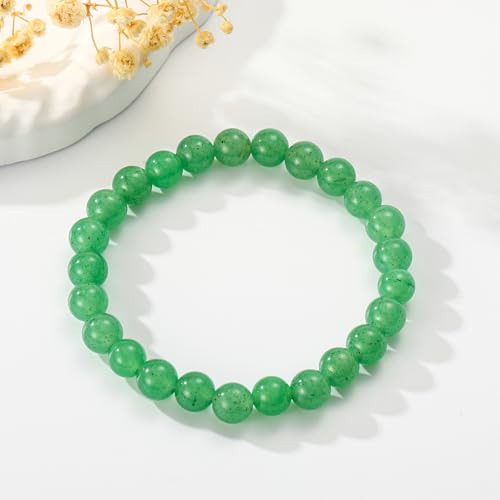 Gnamy Healing Crystal Bracelet for Women, Natural Stone Beaded Healing Crystal Bracelet Triple Protection Stress Relief Beads Jewelry Birthday Gifts Jewelry for Her - style: Green Aventurine