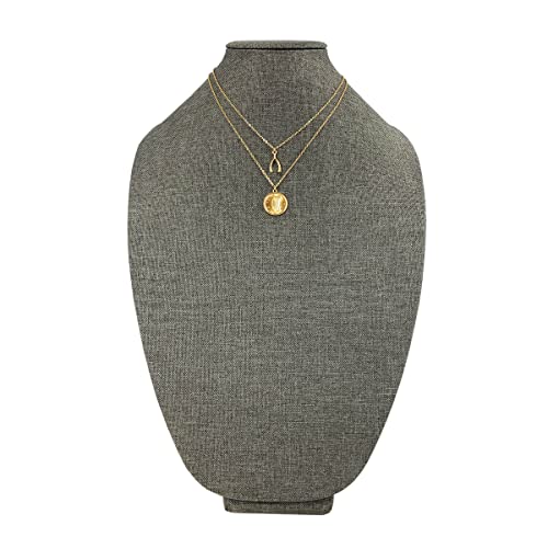 American Coin Treasures Pendant Irish Half Penny Coin Necklace- Double Strand 18&16 Inch Cable Chain- Goldtone Bezel- Harp Obverse Side