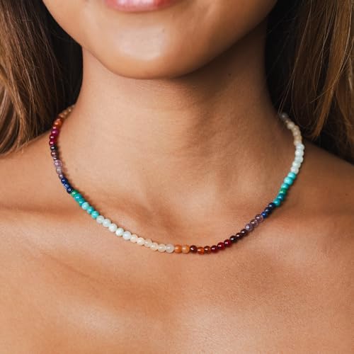 Lotus and Luna 7 Chakra Necklace for Women - Healing Crystal Necklace with Genuine Stones (Master Healer) to Bring Balance and Healing to Mind and Body - Handmade Jewelry Gift - style: Divine Healer Healing