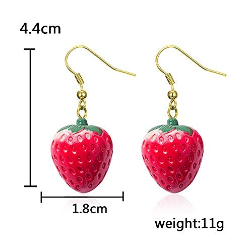 Cute Strawberry Earrings for Women-3D Acrylic Strawberry Drop Dangle Earring Costume Accessories Halloween Christmas Party Jewelry - style: A:Ear hook