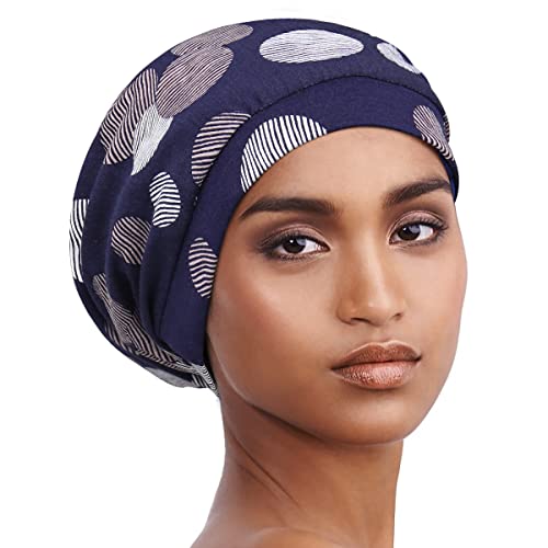 Alnorm Frizzy Curly Hair Cap Slouchy Soft Beanie Festival Retro Hair Accessory - color: Blue Circle