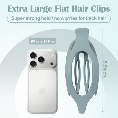5.5 Inches Extra Large Flat Hair Clips for Women, 4 Pack XL Big Claw Clips for Thick Hair, Oversized Matte Strong Hold Non-slip Flat Claws, Blue - color: Blue-XL