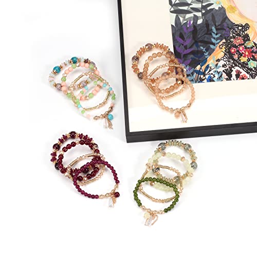 Bohemia Bracelets for Women Vintage Stackable Beads Bracelets Charm Stretch Beach Jewelry - color: Color 45