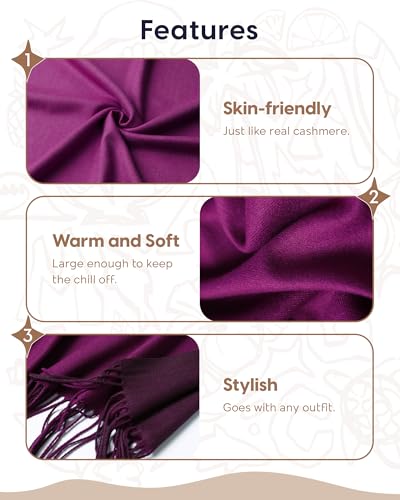 maamgic Women's Winter Scarf Soft Warm Scarf for Women Cozy Shawl Wraps for Women Lightweight Pashmina Style Wrap - color: Purple and Dark Purple