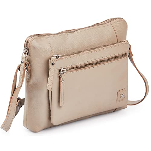 Leather Crossbody Bags for Women Small Soft Genuine Pebbled Sling Shoulder Handbag Crossover Purse with Full Adjustable Strap (Beige Nappa) - color: Beige Nappa