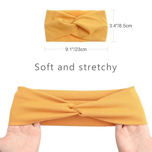 AQOKKA Elastic Knotted Headbands for Women Criss Cross Head Bands for Women's Hair Non Slip Boho Wrap Twisted Hair Accessories - color: 8 Pack Ribbing Cross Headbands C