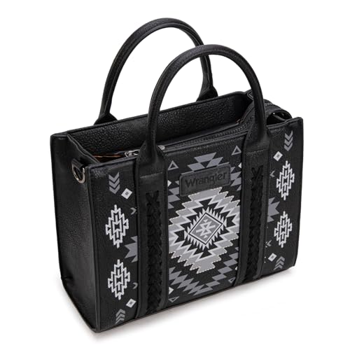 Wrangler Tote Bag for Women Western Purse and Aztec Satchel Handbag - color: Aztec Black
