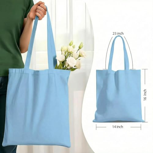 1 Pack Available Premium Canvas Reusable Tote Gift Bags,Made of Natural Canvas with Handle,Work,DIY,Shopping(Light Blue) - color: D2-light Blue 1 Pack