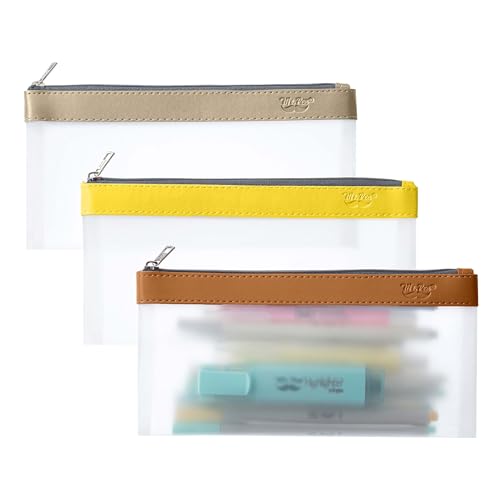 Mr. Pen- Clear Pencil Pouch, 8.50"x4.25", 3 Pack, Durable TPU Material | Medium Water-Resistant Pencil Bags with Smooth Zipper, Multipurpose Clear Pouch for Stationery, School, Office - color: Autumn, size: 3 Pack, Medium