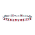 CiNily Adjustable Tennis Bracelets for Women Teen Girls Rainbow Cubic Zirconia Bracelet 14K White Gold Plated Hypoallergenic Slider Bracelet Jewelry Gift - color: Square-White and Red 7.5"