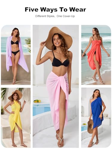 QIANXIZHAN Women's Swimsuit Cover Up,Beach Sarong Wrap Bottom Coverup for Women Short Skirt - color: 1pink