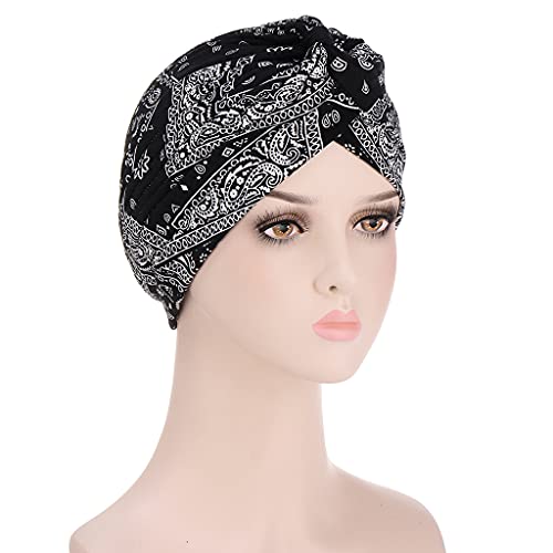 beauty YFJH Women's Cotton Turban Head Wrap Cancer Chemo Beanies Cap Headwear Cap Bonnet Hair Loss Hat - color: Black White Insect