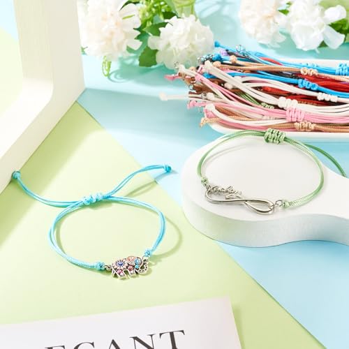 Adjustable Slider Bracelets Colorful Half Finished Bracelets Adjustable Beaded Bracelets DIY Friendship Bracelets for Women Jewelry Making Gifts Supplies - color: Colorful