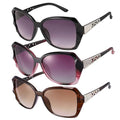 3/4 Pcs Women Large Sunglasses UV 400 Glasses Oversized Classic Trend Ladies Sunglasses with Shiny Large Frame - color: Black/Brown/Purple