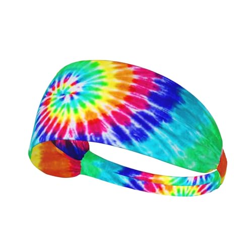Black and Gold Swirl Liquid Ink Marble Workout Headbands Fashion Sports Sweatbands Yoga Hairbands for Fitness Athletic Non Slip Wicking Headscarf for Men Womens Girls Summer Accessories Elastic Bands - color: Colorful Tie Dye