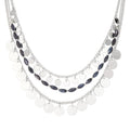 Noessla Layered Beaded Chunky Necklace for Women Boho Two-color Shell Statement Necklace Fashion Collar Costume Jewelry Gifts for Mum - color: 94-Navy Blue