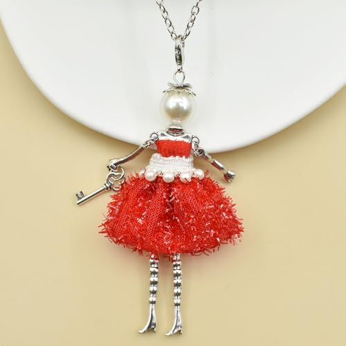Crystal Paris Doll Necklace for Women, Handmade Cute Dress Long Chain Pendant Necklace Prom Costume Jewelry - style: 05