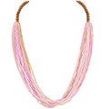Coiris Chunky Statement Necklaces for Women Boho Multi Long Layered Strand Beaded Necklace for Women Handmade Crystal Beach Jewelry Gift - color: Pink