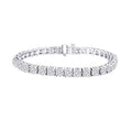 12 Carat Prong Set Round Cut Natural Diamond Box Chain Tennis Bracelet for Women in 14K Gold