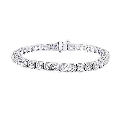 12 Carat Prong Set Round Cut Natural Diamond Box Chain Tennis Bracelet for Women in 14K Gold