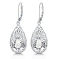 POIUY Gifts for Women Hypoallergenic Teardrop Filigree Birthstone Leverback Dangle Earrings 18K White Gold Fashion Jewelry Anniversary Wedding Birthday Gifts for Women Daughter Sister Girlfriend Wife - style: 4-April Birthstone Earrings