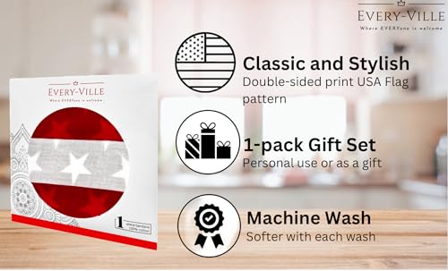 Gift Packaging Bandana for Men Women - 100% Cotton, Paisley, 22x22 In, 1 Pack - Large Bandanna Handkerchief Cowboy Hanky - color: Red White and Blue